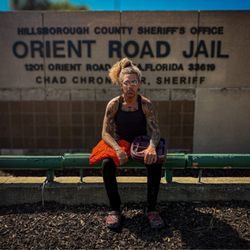 Orient Road Jail - Posing at jail sign