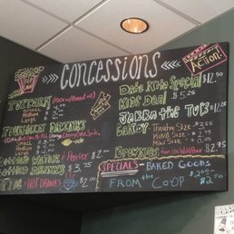 Menu at the concession Menu at the concession