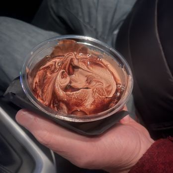 Nikki's Custard - A small size Chocolate custard with dark chocolate topping after a bite or two was enjoyed - Ice Cream & Frozen Yogurt Near Me - Lancaster, Pennsylvania