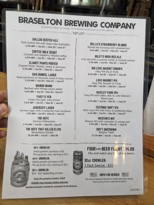 Menu photo 2 Braselton Brewing Braselton, GA Menu photo 2 Braselton Brewing Braselton, GA