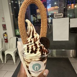 Cinnamon churro with ice cream Cinnamon churro with ice cream