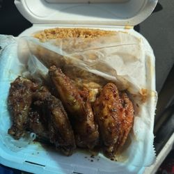 Wings and chicken fried rice