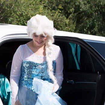 Prestige Limousine Service - Princess Elsa, from Something Enchanted Princess Parties, arriving at the Sparkle! Concert. - Airport Shuttles Near Me - Visalia, California Prestige Limousine Service - Princess Elsa, from Something Enchanted Princess Parties, arriving at the Sparkle! Concert. - Airport Shuttles Near Me - Visalia, California