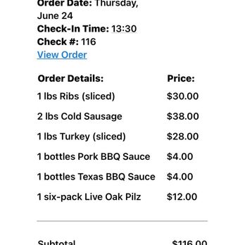 Franklin Barbecue - Receipt - Barbeque Near Me - Austin, Texas Franklin Barbecue - Receipt - Barbeque Near Me - Austin, Texas