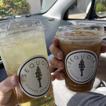 Sequoia Coffee Co. - Iced green tea and cold brew coffee with a splash of cream. - Coffee & Tea Near Me - Three Rivers, California