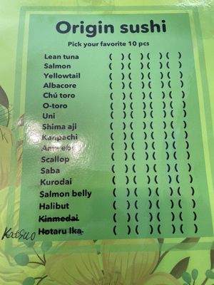 Menu photo 8 Origin Sushi Pleasanton, CA