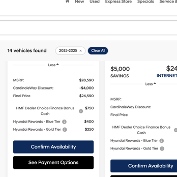 CardinaleWay Hyundai - Additional Finance discount was clearly listed. - Car Dealers Near Me - Corona, California