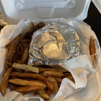 Warren's Cafe - Inside the cheese burger with fries - American Near Me - Hoschton, Georgia