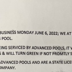 Advanced Pools - Notification of closure from another company.