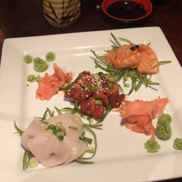 Salmon yellowtail and octopus sashimi