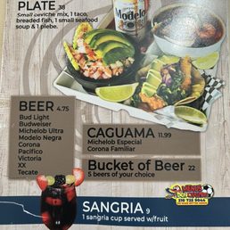 Drinks menu