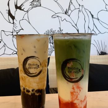 Boba Bliss - Brown sugar pearl milk tea and strawberry matcha latte :) - Bubble Tea Near Me - Dublin, California Boba Bliss - Brown sugar pearl milk tea and strawberry matcha latte :) - Bubble Tea Near Me - Dublin, California