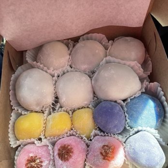Two Ladies Kitchen - White - strawberry mochi Yellow- poha berry Purple- okinawan sweet potato Blue- Oreo Pink- brownie - Bakeries Near Me - Hilo, Hawaii Two Ladies Kitchen - White - strawberry mochi Yellow- poha berry Purple- okinawan sweet potato Blue- Oreo Pink- brownie - Bakeries Near Me - Hilo, Hawaii