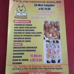 Fritadinho - The menu for the available items.