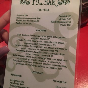 Fo Bar - Menu - Tapas Bars Near Me - Barcelona, B Fo Bar - Menu - Tapas Bars Near Me - Barcelona, B