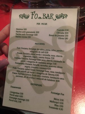 Menu photo 1 Fo Bar Barcelona, B Menu photo 1 Fo Bar Barcelona, B