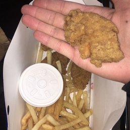 No bread + tiny chicken strips. No bread + tiny chicken strips.