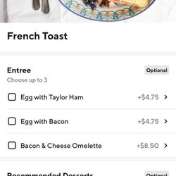 Hot Bagels Abroad - What door dash has pictured as "French toast with entree"