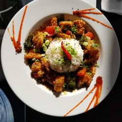 Khon's on Palafox - Spicy chili shrimp with rice, delicious