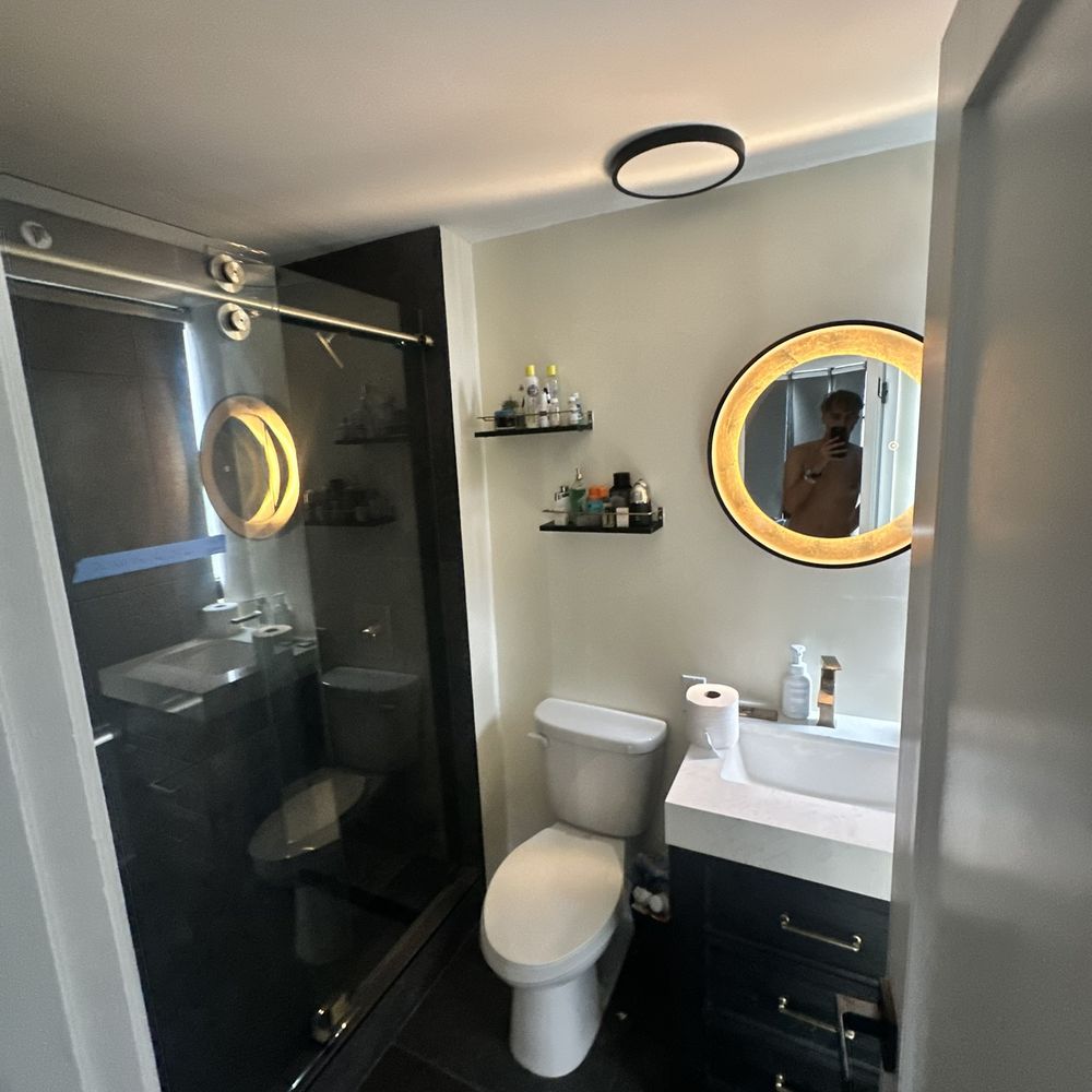 Elevate Builders - Primary bath shower, vanity, shelves and fixtures. - General Contractors Near Me - Honolulu, Hawaii Elevate Builders - Primary bath shower, vanity, shelves and fixtures. - General Contractors Near Me - Honolulu, Hawaii