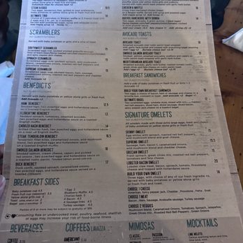 Drift - Front of the breakfast menu - Breakfast & Brunch Near Me - Myrtle Beach, South Carolina