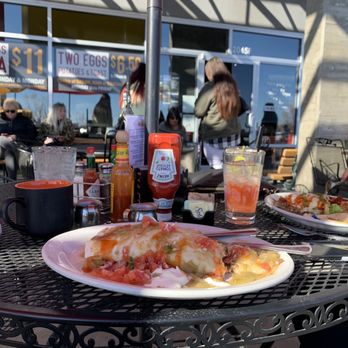 Ruperts at the Edge - Standard breakfast burrito smothered in green chili (pork)! - Breakfast & Brunch Near Me - Edgewater, Colorado