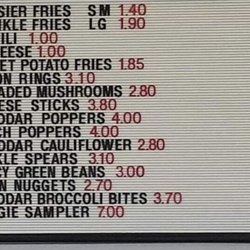 The Hoosier Drive In - Inside menu