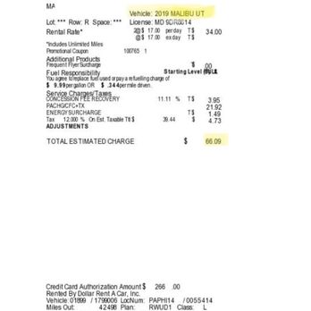 Dollar Rent A Car - The vehicle I reserved with price at reservation time vs. the vehicle I got and price at pick up. - Car Rental Near Me - Philadelphia, Pennsylvania