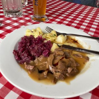Gasthaus Tirol - Sauerbraten, red cabbage and potato salad. Excellent - German Near Me - Cumming, Georgia Gasthaus Tirol - Sauerbraten, red cabbage and potato salad. Excellent - German Near Me - Cumming, Georgia