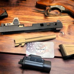 Southern Tactical - Milled slide for optic, and cerakoted barre, accents, mag ext bunt bronze. Cerakoted light armor black.