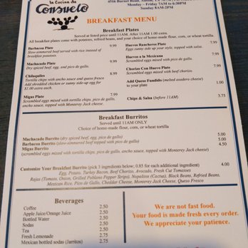 La Cocina de Consuelo - Breakfast menu - Mexican Near Me - Austin, Texas