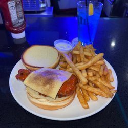 Touchdown Sports Bar and Lounge - Fried chicken burger and blue lagoon in the cut