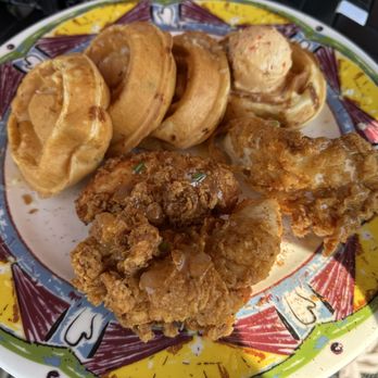 Miss Shirley's Cafe, Inner Harbor - Chicken 'n Cheddar Green Onion Waffles $22 - Breakfast & Brunch Near Me - Baltimore, Maryland Miss Shirley's Cafe, Inner Harbor - Chicken 'n Cheddar Green Onion Waffles $22 - Breakfast & Brunch Near Me - Baltimore, Maryland