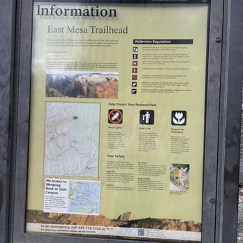 Observation Point - Trailhead sign - Hiking Near Me - Springdale, Utah