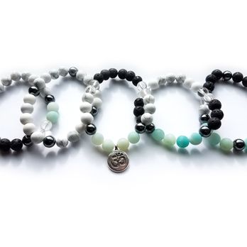 Integrative Wellness Solutions - Grouping of the amazonite collection of bracelets with lava stones (can scent with essential oils), and balancing beads. - Life Coach Near Me - Concord, North Carolina