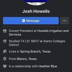 Howells Unlimited - Business owner's FB page showing him as the owner of this business.