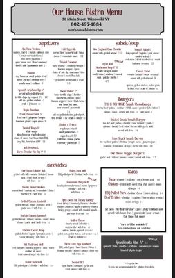 Menu photo 1 Our House Bistro Winooski, VT Menu photo 1 Our House Bistro Winooski, VT