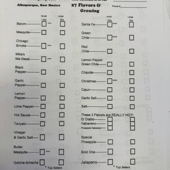 Mike's Jerky - Selection sheet. - Meat Shops Near Me - Albuquerque, New Mexico