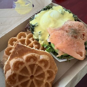 T&J Waffles - Eggs Benedict Smoked Salmon - Breakfast & Brunch Near Me - Laurel, Maryland