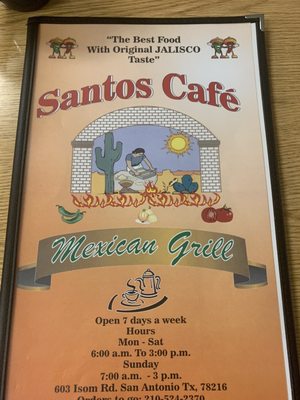 Menu photo 1 Santos Mexican Cafe II San Antonio, TX Menu photo 1 Santos Mexican Cafe II San Antonio, TX