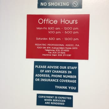 Pediatric Professional Associates - Hours of operation. - Pediatricians Near Me - Miami, Florida