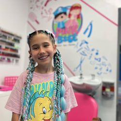 Pink and Blue Kids Salon Spa Parties - Hairstyles Barids with extension
