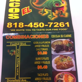Tacos El Camaleon - the menu for the restaurant - Mexican Near Me - Los Angeles, California