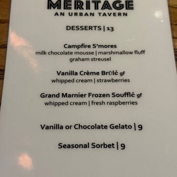 Meritage - An Urban Tavern - Dessert Menu - Lounges Near Me - Phoenix, Arizona Meritage - An Urban Tavern - Dessert Menu - Lounges Near Me - Phoenix, Arizona