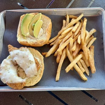 Escudo's Bar & Grill - "Spicy Chicken Sandwich" (crispy chicken tenders topped with pepper jack cheese, avocado, bacon & jalapeño ranch on a challah bun) - Cocktail Bars Near Me - Orlando, Florida Escudo's Bar & Grill - "Spicy Chicken Sandwich" (crispy chicken tenders topped with pepper jack cheese, avocado, bacon & jalapeño ranch on a challah bun) - Cocktail Bars Near Me - Orlando, Florida