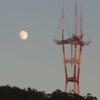 Sutro Tower - Rising Moon from Back Porch - Landmarks & Historical Buildings Near Me - San Francisco, California