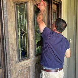Exterior outside entrance of Craft & Repair - Getting this gorgeous front door ready for a makeover-cleaning and sanding down to the natural wood. Exterior outside entrance of Craft & Repair - Getting this gorgeous front door ready for a makeover-cleaning and sanding down to the natural wood.
