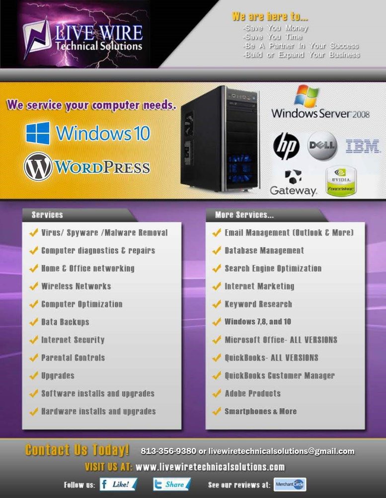 LIVEWIRE TECHNICAL SOLUTIONS Request a Quote 1829 Amberwood Dr