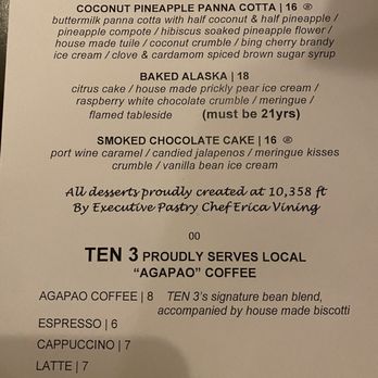TEN 3 - Menu - New American Near Me - Albuquerque, New Mexico