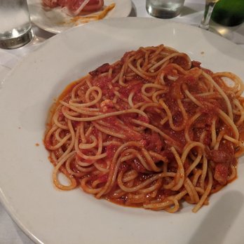 Salvatore Ristorante - spaghetti matricciana $17.00. (4/5 stars) onions and pancetta in a slightly spicy tomato sauch - Italian Near Me - Seattle, Washington Salvatore Ristorante - spaghetti matricciana $17.00. (4/5 stars) onions and pancetta in a slightly spicy tomato sauch - Italian Near Me - Seattle, Washington